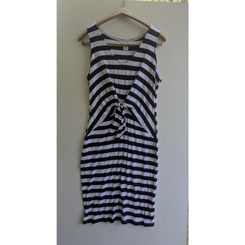 Liz‎ Claiborne Size S Navy/White Striped Dress 60% Cotton 40% Polyester